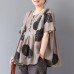 enjoysweety Women Linen Printing Tops，Casual Blouse, Cotton T-shirt，Asymmetrical Tops，Comfortable Linen Shirt，Leisure Summer Blouse—0225  