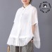 enjoysweety Women Cotton Lapel Tops，Casual Blouse, Cotton T-shirt，Asymmetrical Tops，Comfortable Linen Shirt，Leisure Summer Blouse—0228  