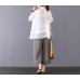 enjoysweety Women Cotton Lapel Tops，Casual Blouse, Cotton T-shirt，Asymmetrical Tops，Comfortable Linen Shirt，Leisure Summer Blouse—0228  
