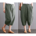 enjoysweety Women Cropped Pants，Linen Pants，Leisure Pants，Casual Pants，Harem Pants，Wide Leg Pants，Solid Color Trousers—0308  