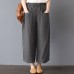 enjoysweety Women Cropped Pants，Elastic Waist Pants，Cotton Pants，Leisure Pants，Casual Pants，Straight pants，Harem Pants，Wide Leg Pants，Striped Trousers—0317  