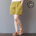 enjoysweety Women Short Pants，Elastic Waist Pants，Cotton Pants，Linen Pants，Leisure Pants，Casual Pants，Harem Pants，Wide Leg Pants，Linen Trousers—0318