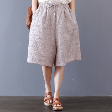 enjoysweety Women Short Pants，Elastic Waist Pants，Cotton Pants，Linen Pants，Leisure Pants，Casual Pants，Harem Pants，Wide Leg Pants，Cotton Trousers—0319  