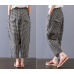 enjoysweety Women Cropped Pants，Elastic Waist Pants，Cotton Pants，Leisure Pants，Casual Pants，Harem Pants，Wide Leg Pants，Plaid Trousers—0320 