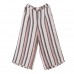 enjoysweety Women Cropped Pants，Elastic Waist Pants，Cotton Pants，Leisure Pants，Casual Pants，Straight pants，Harem Pants，Wide Leg Pants，Striped Trousers—0321  