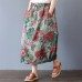 enjoysweety Linen Skirt, Midi Skirt, Ruffle Skirt, Ruffle Linen Skirt with Pockets, Linen Midi Skirt, Printing Linen Skirt - 0373