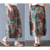 enjoysweety Linen Skirt, Midi Skirt, Ruffle Skirt, Ruffle Linen Skirt with Pockets, Linen Midi Skirt, Printing Linen Skirt - 0373