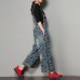 enjoysweety Women Leisure Linen Jumpsuits，Cotton Overalls，Comfortable Wide Leg Pants，Loose Overalls，Embroider Trouser With Pockets，Plus Size Clothing - 0377