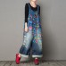 enjoysweety Women Leisure Linen Jumpsuits，Cotton Overalls，Comfortable Wide Leg Pants，Loose Overalls，Printing Trouser With Pockets - 0378