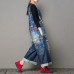 enjoysweety Women Leisure Linen Jumpsuits，Cotton Overalls，Comfortable Wide Leg Pants，Loose Overalls，Printing Trouser With Pockets - 0378