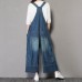 enjoysweety Women Leisure Linen Jumpsuits，Cotton Overalls，Comfortable Wide Leg Pants，Loose Overalls，Broken Flower Trouser With Pockets - 0379