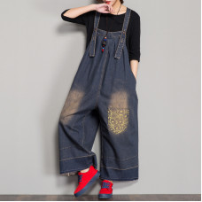 enjoysweety Women Leisure Linen Jumpsuits，Cotton Overalls，Comfortable Wide Leg Pants，Loose Overalls，Trouser With Pockets，Plus Size Clothing - 0380