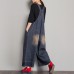 enjoysweety Women Leisure Linen Jumpsuits，Cotton Overalls，Comfortable Wide Leg Pants，Loose Overalls，Trouser With Pockets，Plus Size Clothing - 0380