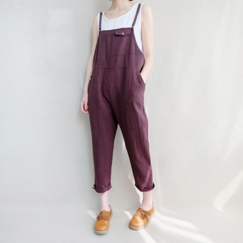 womens linen bib overalls