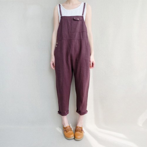 womens linen bib overalls