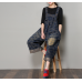 enjoysweety Women Leisure Linen Jumpsuits，Cotton Overalls，Comfortable Wide Leg Pants，Loose Overalls，Printing Trouser With Pockets - 0382