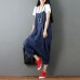 enjoysweety Women Leisure Linen Jumpsuits，Cotton Overalls，Comfortable Wide Leg Pants，Loose Overalls，Baggy Trouser With Pockets - 0383