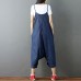 enjoysweety Women Leisure Linen Jumpsuits，Cotton Overalls，Comfortable Wide Leg Pants，Loose Overalls，Baggy Trouser With Pockets - 0383