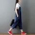 enjoysweety Women Leisure Linen Jumpsuits，Cotton Overalls，Comfortable Wide Leg Pants，Loose Overalls，Baggy Trouser With Pockets - 0383