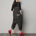 enjoysweety Women Leisure Linen Jumpsuits，Cotton Overalls，Comfortable Wide Leg Pants，Loose Overalls，Plaster Trouser - 0385