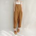 enjoysweety Women Leisure Cotton Dungarees，Linen Overalls，Summer Cotton Jumpsuits Pants，Loose Bib Overalls，Wide Leg Pants With Pockets，Trouser - 0386