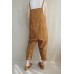 enjoysweety Women Leisure Cotton Dungarees，Linen Overalls，Summer Cotton Jumpsuits Pants，Loose Bib Overalls，Wide Leg Pants With Pockets，Trouser - 0386