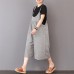 enjoysweety Women Leisure Linen Jumpsuits，Cotton Overalls，Comfortable Wide Leg Pants，Loose Overalls，Plaid Trouser，Plus Size Clothing - 0387