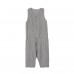 enjoysweety Women Leisure Linen Jumpsuits，Cotton Overalls，Comfortable Wide Leg Pants，Loose Overalls，Plaid Trouser With Pockets - 0388