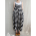 enjoysweety Women Casual Linen Vest Dress，Strap Dress，Plaid Overalls，Loose Overalls With Pockets，Plus Size Zlothing- 0393