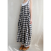 enjoysweety Women Casual Linen Vest Dress，Strap Dress，Plaid Overalls，Loose Overalls With Pockets，Plus Size Zlothing- 0393