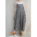 enjoysweety Women Casual Linen Vest Dress，Strap Dress，Plaid Overalls，Loose Overalls With Pockets，Plus Size Zlothing- 0393