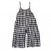 enjoysweety Women Casual Linen Vest Dress，Strap Dress，Plaid Overalls，Loose Overalls With Pockets，Plus Size Zlothing- 0393