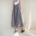 enjoysweety Women Casual Linen Vest Dress，Strap Dress，Plaid Overalls，Loose Overalls With Pockets，Plus Size Clothing- 0395