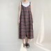 enjoysweety Women Casual Linen Vest Dress，Strap Dress，Plaid Overalls，Loose Overalls With Pockets，Plus Size Clothing- 0395