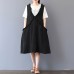 enjoysweety Women Summer Clothing Casual Dress, Leisure Cotton Vest Dress，V Neck Strap Dress, Linen Sundress Dress，Comfortable Dress - 0396